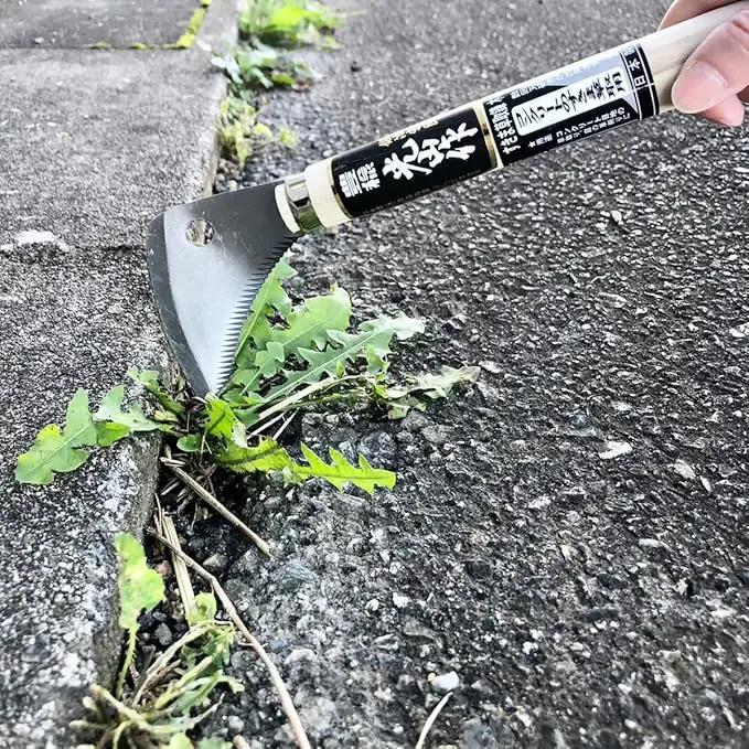 Japanese Weeding Sickle L-Shaped Garden Tool [Made in Japan] Gardening Hand-held Weeder Hand Hoe Weed by GreenHaven Gardens