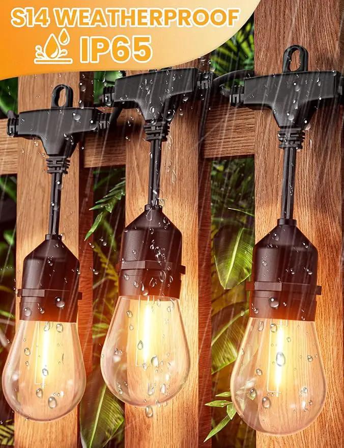 Svater Outdoor String Lights 150FT, E26 Socket, 48pcs S14 Shatterpoof Bulbs, 1 Watt Dimmable 2700K Warm White, IP65 Waterproof Commercial Grade Patio Lights（3 Pack X 50FT） by GreenHaven Gardens
