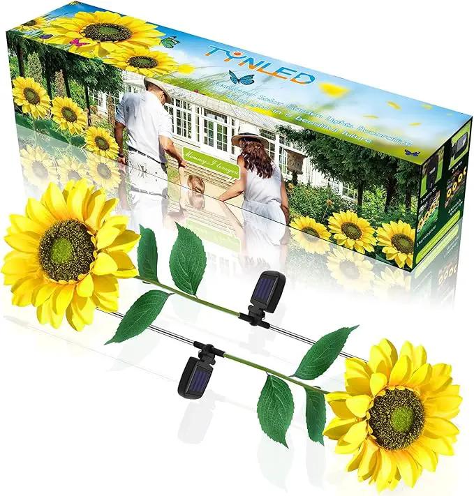TYNLED Sunflower Solar Garden Lights, 2 Pack Outdoor Solar Powered Garden Stake Lights Waterproof Decoration Flower Landscape Lights for Garden Patio Pathway Backyard by GreenHaven Gardens