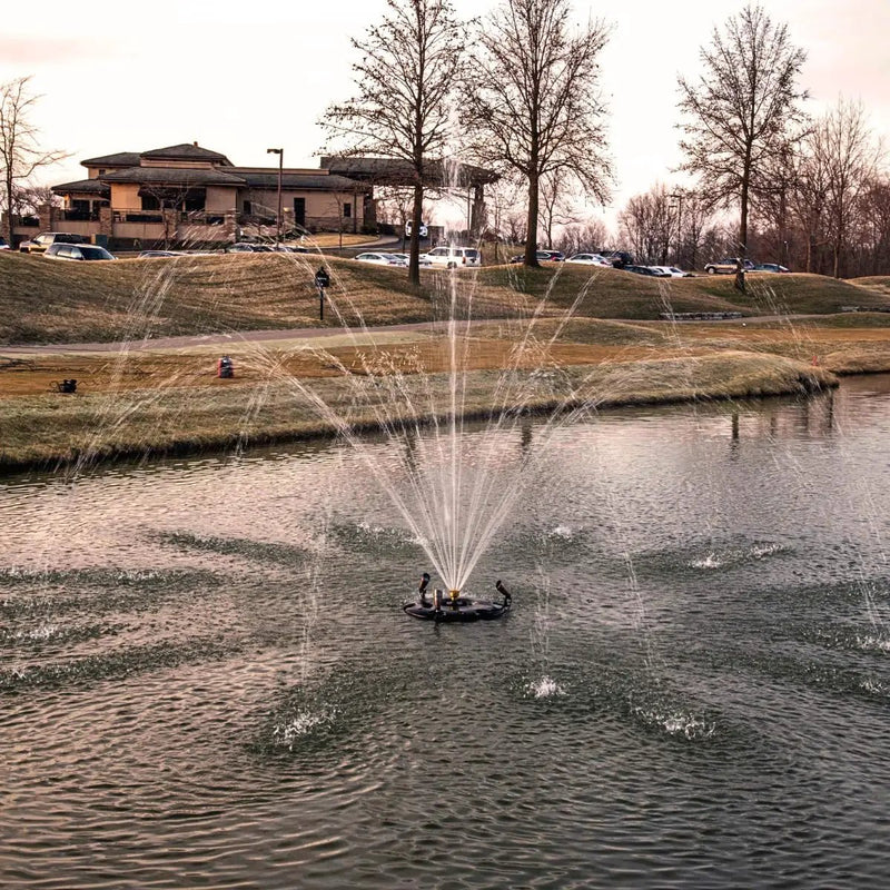 HALF OFF PONDS Floating Fountain – 1.5 HP Pond Aerator with 100' Cord – 12,500 GPH Water Pump – 11 Spray Patterns - Energy-Efficient – for Large Ponds, Lakes & Water Gardens by GreenHaven Gardens