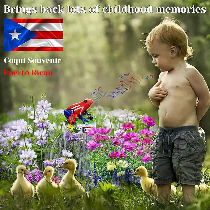 Puerto Rico Souvenirs, Puerto Rican Coqui with Sound, National Symbol of Puerto Rico Decorations Gifts, Novelty Puerto Rican Theme Sculpture Coqui Signs Frog Figurine, Battery Not Included by GreenHaven Gardens
