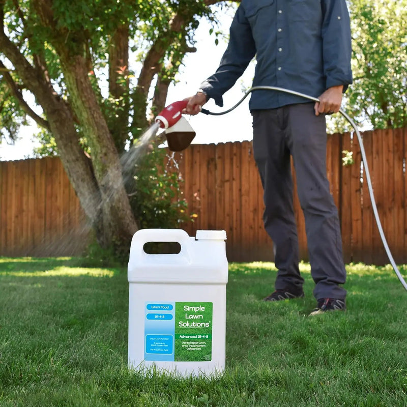 Advanced 16-4-8 Lawn Fertilizer - Liquid Lawn Food Spring & Summer Concentrated Spray - Any Grass Type- Fish and Seaweed Kelp- Balanced NPK - Simple Lawn Solutions (2.5 Gallons) by GreenHaven Gardens