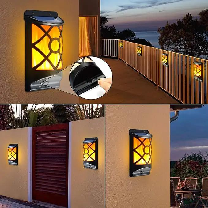 Solar Flame Lights Outdoor, Realistic 3D Flickering Flames with 66 Ultra-Bright LEDs - Waterproof Wall Mount Lanterns for Deck, Fence, Patio, Garden, Auto On/Off (4-Pack Value Set) by GreenHaven Gardens