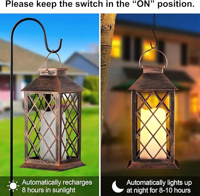 Solar Lantern Outdoor Waterproof Garden Decor Hanging Lanterns Birthday Gifts for Women Mom 11" LED Flickering Flameless Candle Christmas Table Lights for Yard, Patio, Porch, Backyard (1 Packs) by GreenHaven Gardens