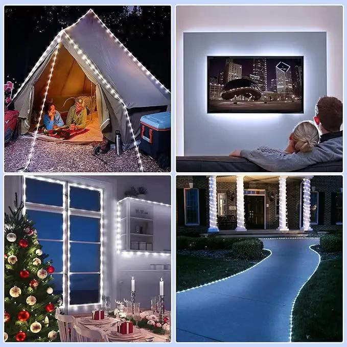 Rope Lights for Outside, 66FT 200 LED Christmas String Lights with Waterproof 8 Modes, Flexible and Connectable Plug in Fairy Light for Outdoor Indoor Patio Pool Garden Party Holiday Decor, White by GreenHaven Gardens