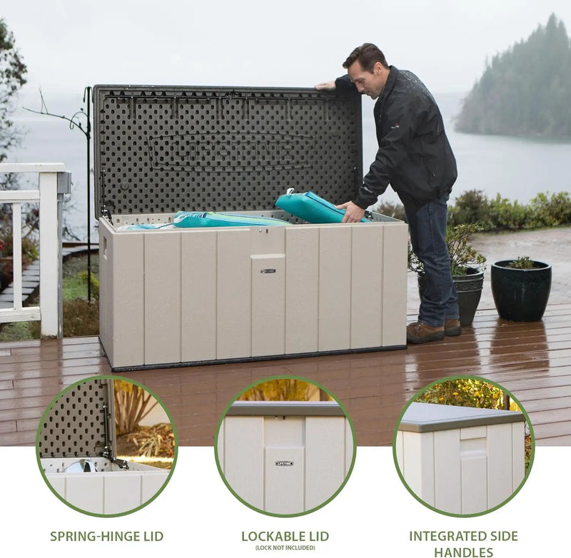 LIFETIME 60254 Heavy-Duty Outdoor Storage Deck Box, 150 Gallon, Desert Sand/Brown by GreenHaven Gardens