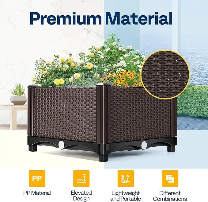 VIVOHOME 2 Packs Elevated Plastic Raised Garden Bed Planter Kit, Outdoor Planters Above Ground Flower Vegetable Standing Planter Box for Patio Deck Porch W/Drainage Holes by GreenHaven Gardens