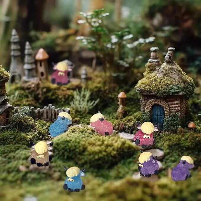 75 Pcs Mini Highland Cow Figurines Bulk Glitter Highland Cow Statues Mini Resin Animals Cute Tiny Resin Figures Animals Sculpture Ornament for Cake Topper Home Office Desk Decorations by GreenHaven Gardens