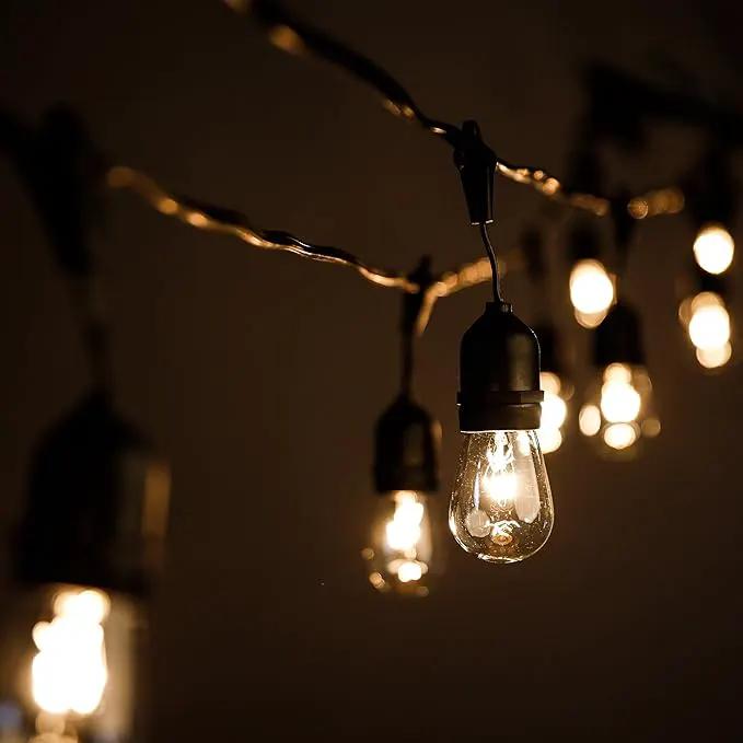 Hometown Evolution, Inc. 24 Foot E26 Outdoor Commercial String Lights with Suspended Socket for Weatherproof Heavy Duty Vintage Outside Lighting - Set of 12 S14 Clear Bulbs by GreenHaven Gardens