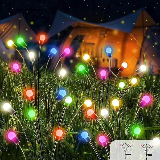 Solar Firefly Lights 2 Pack 16 LED Lights 2 Lighting Modes for Garden,Patio and Yard Solar-Powered LED Lights (Multi-Colored, 2) by GreenHaven Gardens