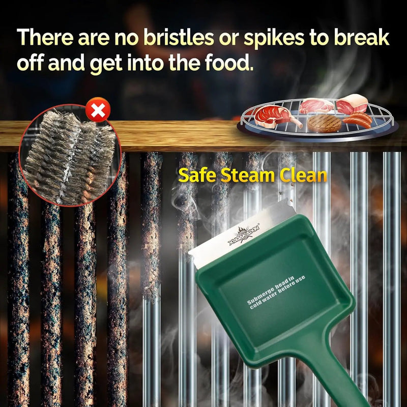 19" Large Bristle-Free Steam Cleaning Grill Brush,Replaceable BBQ Cleaning Head,Safe Grill Accessories for Cast Iron Grates/Porcelain/Weber Gas/Charcoal Grill - Gifts for Men Dad Husband by GreenHaven Gardens