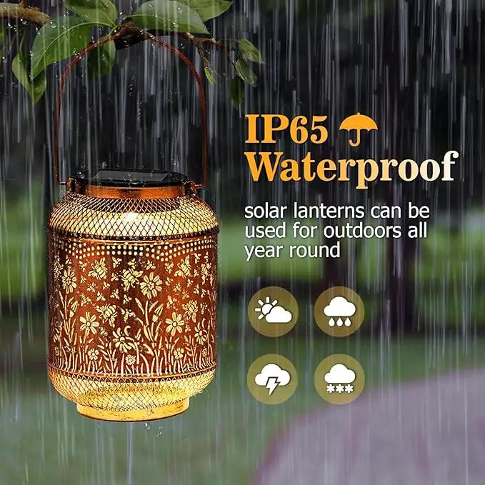 Solar Lanterns Outdoor Waterproof, Bee Garden Decor Hanging Lights, Metal Solar Lantern for Yard, Patio, Lawn, Pathway, Birthday & Gardening Gifts for Women, Mom, Grandma by GreenHaven Gardens