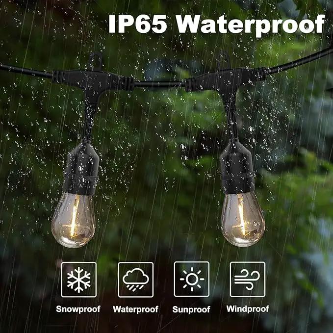 Achin Outdoor String Lights 96FT(48FT*2) Waterproof IP65 LED Patio Lights with 30+2 S14 Edison Bulbs Warm 2200K Hanging Lights Outside Shatterproof String Lights for Outside Bistro, Market, Yard by GreenHaven Gardens