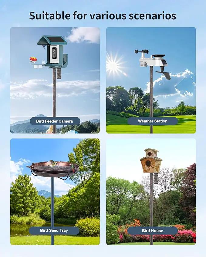 Bird Feeder Pole Stand – 104 Inch Height Feeding Station with 1-Inch Dia Heavy Duty for Hanging Feeders, Bird House Pole Mount Kit for Outdoor, Slip-Fit Connection，Copper Brushed by GreenHaven Gardens