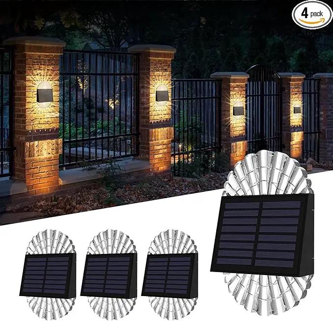 Solar Deck Post Lights, 4 Pack for Fence, Garden, Yard, Patio Decor - Outdoor Waterproof LED, Warm White by GreenHaven Gardens