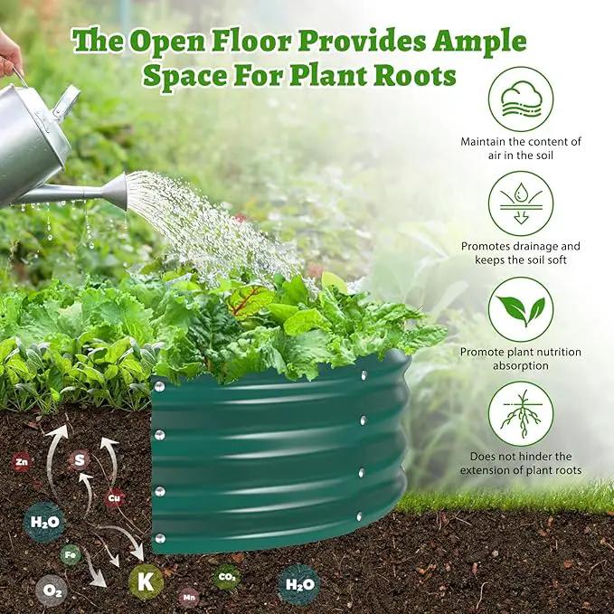 Oval Galvanized Planter Box, Metal Raised Garden Bed - 0.8MM Thick- Ideal for Outdoor Gardening and Planting of Vegetables Flowers Fruits Succulent Plants and Others (Dark Green, 5X2.7X1FT) by GreenHaven Gardens