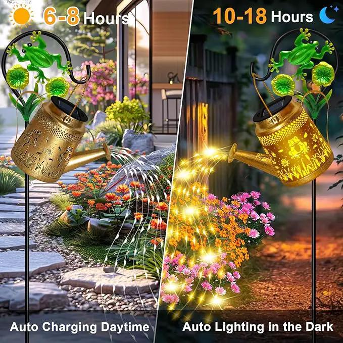 Solar Watering Can Lights Outdoor Garden Decor, Large Frog Hanging Lantern with Shepherd Hook, Waterproof Garden Lights for Outdoor Landscape Pathway Yard, Garden Gift for Mom Grandma by GreenHaven Gardens