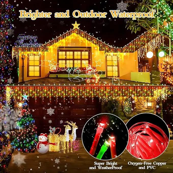 960 LED 98FT Christmas Lights Plug in 8 Modes with Timer Dimmable Christmas Decorations Outdoor Waterproof Indoor Curtain String Lights for Roof Garden Holiday Wedding Party Decor Red + Green by GreenHaven Gardens