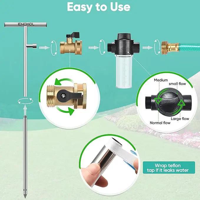 Stainless Steel Deep Root Tree Watering Tool,Root Feeder with Fertilizer Bottle Watering Wand Irrigation System Watering Stake,for Trees Bushes Shrubs Fruit Trees with Brass Valve T-Handle by GreenHaven Gardens