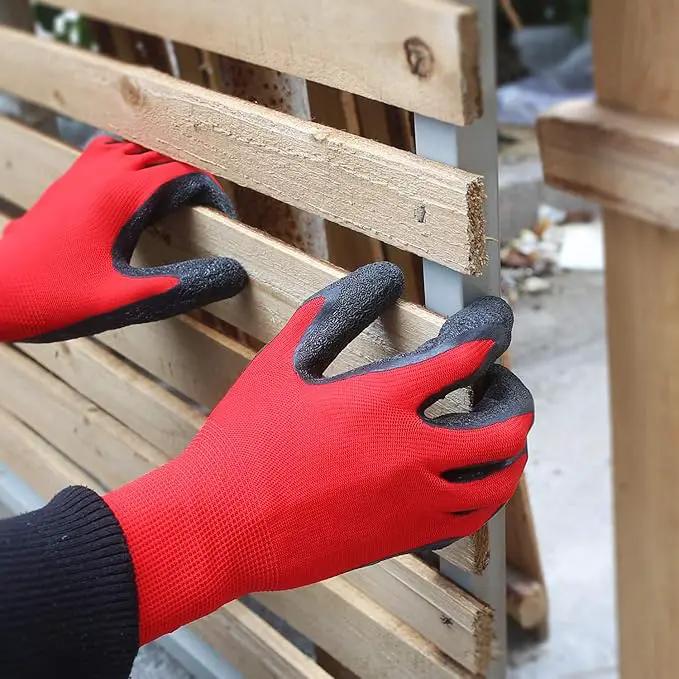 Evridwear Crinkle Latex Rubber Hand Coated Safety Work Gloves for Men Women General Multi Use Construction Warehouse Gardening Assembly Landscaping (S-Size) 12 Pairs Pack by GreenHaven Gardens
