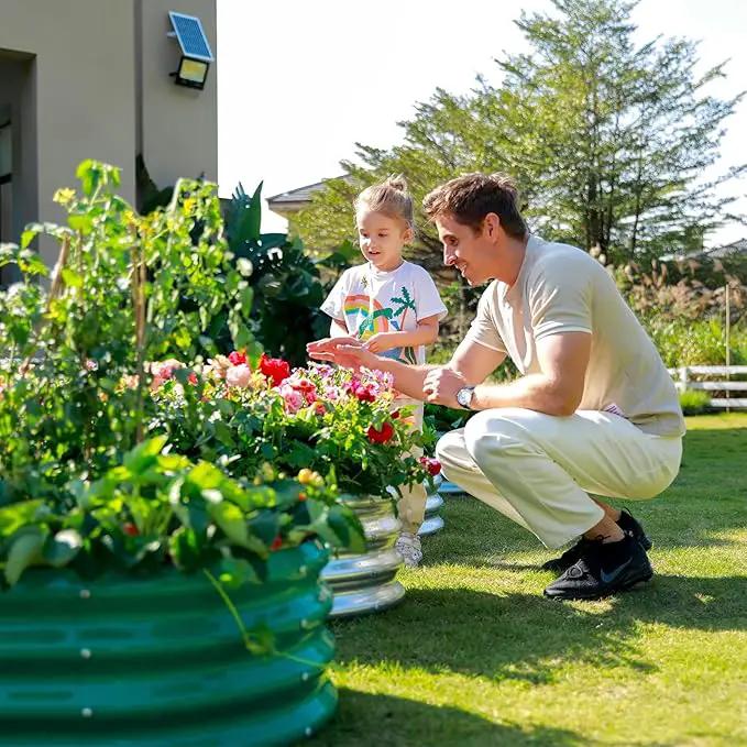 2pack 8×4×1ft Raised Garden Bed，Outdoor Galvanized Planter Boxes, Oval Large Metal Raised Garden Beds for Vegetables by GreenHaven Gardens