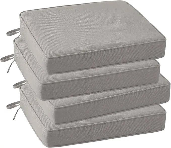 Outdoor Sunbrella Square Corner Seat Cushion, 19"x19"x3", Set of 4, Non Slip Outdoor Seat Cushion Pads with Removable Cover for Patio Furniture, Garden Yard Lawn, Specrtum Pebble by GreenHaven Gardens