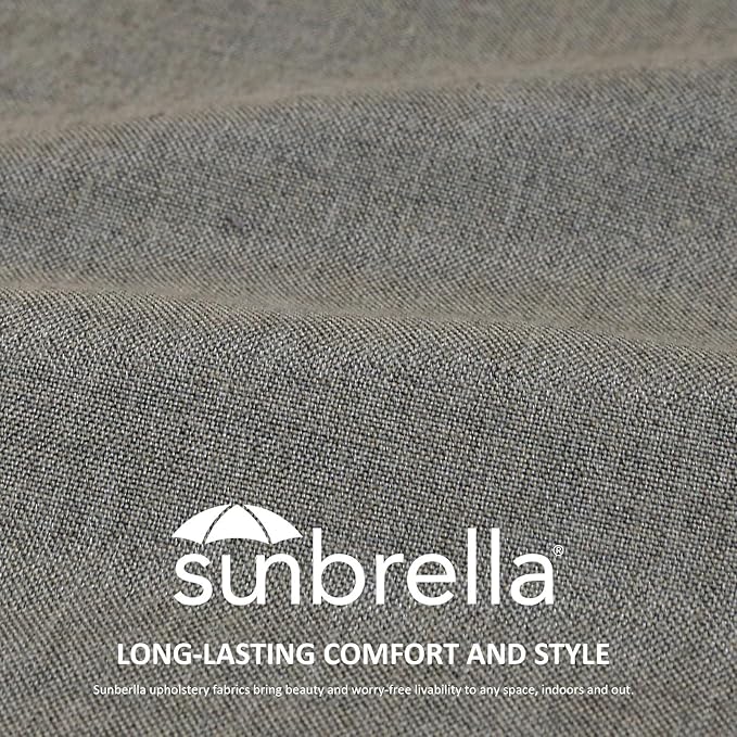 Sunbrella Square Corner Seat Cushions, 19" x 19" x 3", Set of 4, Indoor Outdoor Water Repellent Universal Chair Pads with Ties for Patio Furniture, Garden Dining Chairs, Cast Shale by GreenHaven Gardens