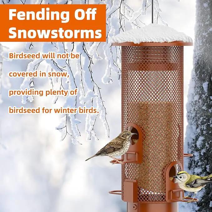 Metal Squirrel Proof Bird Feeder,Bird Feeders for Outdoors,Weight Activated Squirrel Proof Wild Bird Feeders with Finch Cardinal Chickadee,Large Capacity,Weatherproof and Durable,Reddish Brown by GreenHaven Gardens