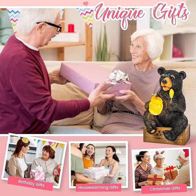 GIGALUMI Solar Garden Statues Outdoor Gifts for Women, Mom, Grandma, Cute Bear Figurine Christmas Housewarming Birthday Gifts, Garden Statues Decoration for Outside Yard, Patio, Balcony, Lawn, Pond by GreenHaven Gardens