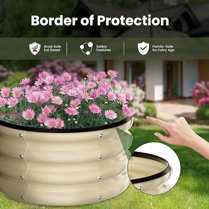 ZXZYHFTY Round Galvanized Raised Garden Bed kit,White Outdoor Garden Raised Planter Box, Round Large Metal Raised Garden Beds for Vegetable 2 * 2 * 1ft 1Pack by GreenHaven Gardens