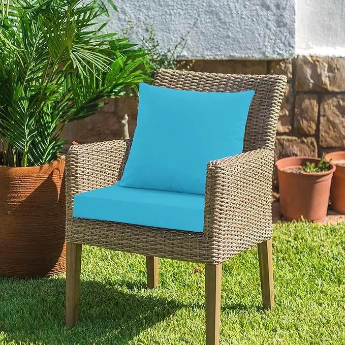 24x24 Inch Outdoor Cushions for Patio Furniture, Waterproof Outdoor Chair Cushions w/Fade-Resistant, Removable & Machine-Washable Covers, Deep Seat Sofa/Couch Pad Replacement – Set of 1/2/4, Teal by GreenHaven Gardens