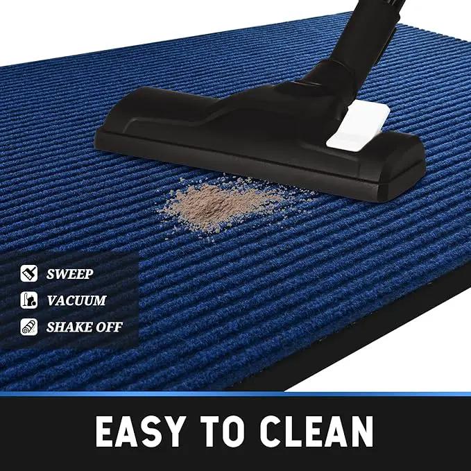 Heavy Duty Entrance Mats, Indoor and Outdoor Durable Rubber Door Mat, Easy Clean Waterproof Anti-Slip Doormat, Low Profile Floor Front Doormat Rugs for Entryway, Patio, Garage 60" x 35" Blue by GreenHaven Gardens