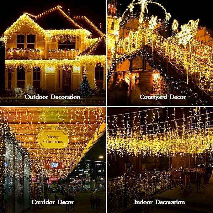 1600 LED 164FT Outdoor Christmas Lights Plug in 8 Modes with Timer Dimmable Christmas Decorations Waterproof Indoor Curtain String Lights for Roof Porch Garden Holiday Wedding Party Decor Warm White by GreenHaven Gardens