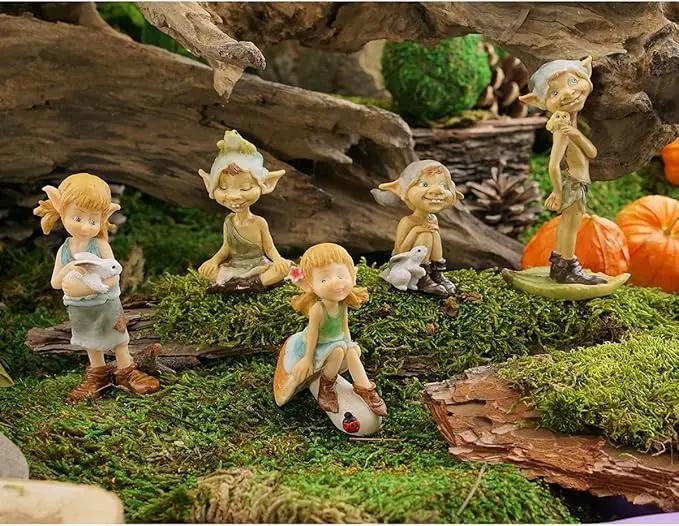 Top Collection Miniature Fairy Garden and Terrarium Pixie Meditating with Frog Figurine by GreenHaven Gardens