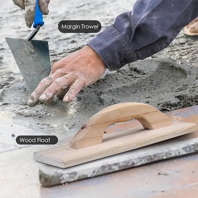 10PCS Concrete Trowel Set, Masonry Hand Tool Set Includes Large Flat Finishing and Pool Trowel, Wood Float, Concrete Edger and Groover, Margin Gauging, Wire Twister, Gloves & Carry Bag by GreenHaven Gardens