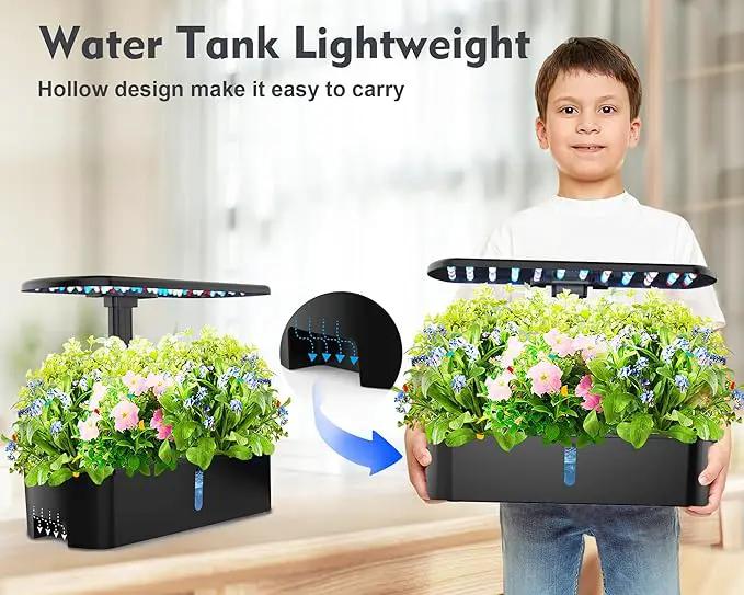 Hydroponics Growing System Kit 12 Pods Indoor Garden, Hydroponic Herb Garden Kit Indoor with LED Grow Light, Smart Indoor Garden, Adjustable Height, Auto Timer, Quiet Pump, Gift for Mom Women, Black by GreenHaven Gardens