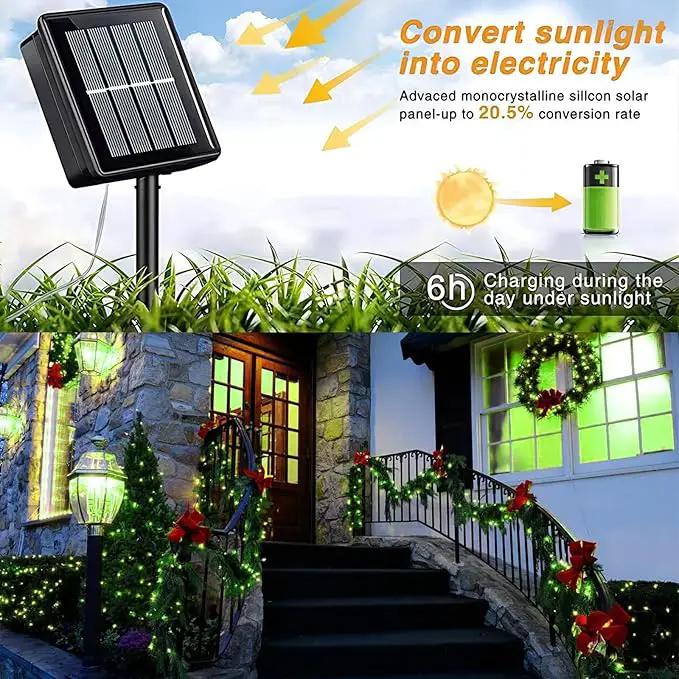 YEGUO 4 Pack Solar Fairy Lights Outdoor Waterproof, Green String Light Each 33ft 100 LED 8 Modes by GreenHaven Gardens