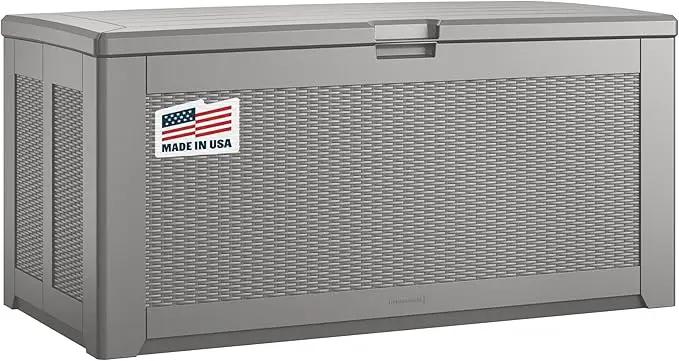 Rubbermaid Extra Large Resin Outdoor Storage Deck Box (134 Gal), Weather Resistant, Gray, Deck Organization for Home/Backyard/Pool Chemicals/Toys/Garden Tools/Porch/Patio Cushions by GreenHaven Gardens