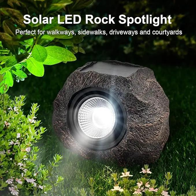 Solar Rock Lights, 4 Pack Solar Powered Waterproof LED Spotlights Decorative for Outdoor Garden, Pathway, Walkway, Yard, Landscape, Patio by GreenHaven Gardens
