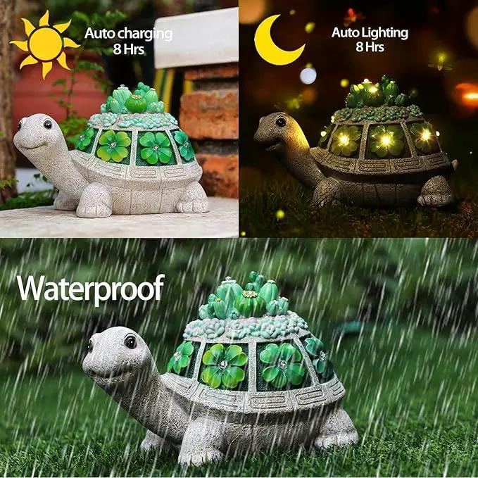 Turtle Solar Outdoor Light Garden Statue with Clover,Decoration for Patio,Yard,Lawn,Gifts for Women Mom Grandma by GreenHaven Gardens