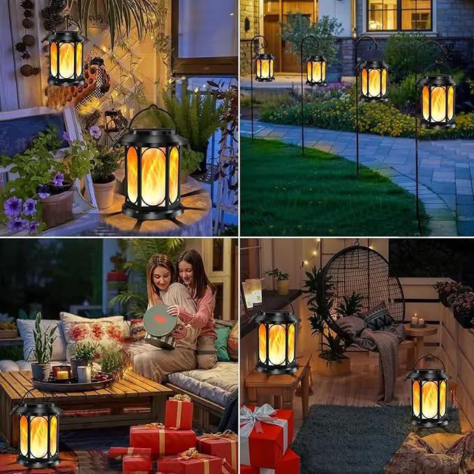 Solar Outdoor Lanterns Light Flickering Flame, Waterproof Outdoor Lanterns for Halloween Patio Garden Yard Deck Pathway, 4 Pack by GreenHaven Gardens