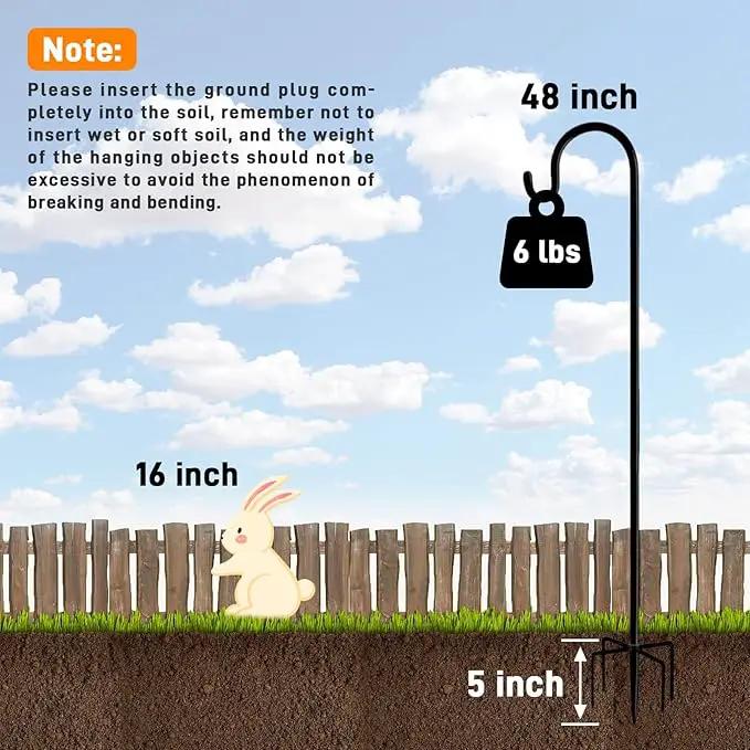 Shepherd Hooks Outdoor 48 Inches for Lanterns Heavy Duty Shepherd Stand Plant Hanger Yard Hooks for Solar Lights,Bird Feeder,Wedding,Mason Jar,Planter Pot,Adjustable Height by GreenHaven Gardens