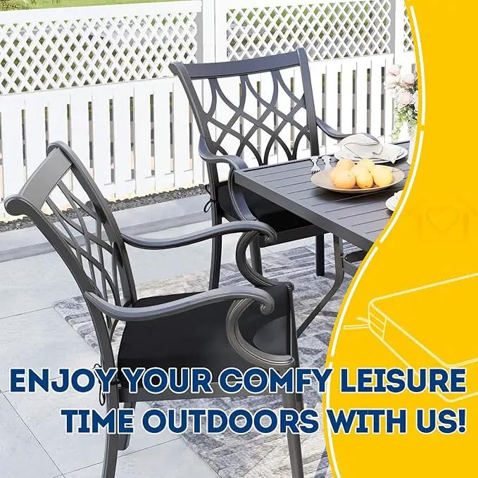 AAAAAcessories Outdoor Seat Cushions for Chairs, Waterproof, Fade-Resistant Patio Furniture Replacement Cushions, 20" x 18" x 3", Set of 2, Black by GreenHaven Gardens