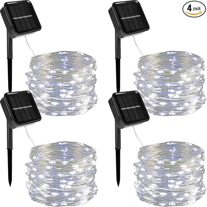 Twinkle Star 4 Pack Outdoor Solar String Lights, Total 160FT 480 LED Solar Powered Fairy Lights with 8 Modes, Christmas Trees Light for Patio Garden Party Backyard Wedding Decor, White by GreenHaven Gardens