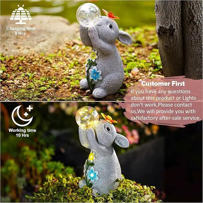 Solar Rabbit Outdoor Garden Statues: Outside Decor with Lights Clearance for Yard Art Lawn Ornaments Porch Patio Balcony Home House - Birthday Gifts for Grandma Mom Women by GreenHaven Gardens