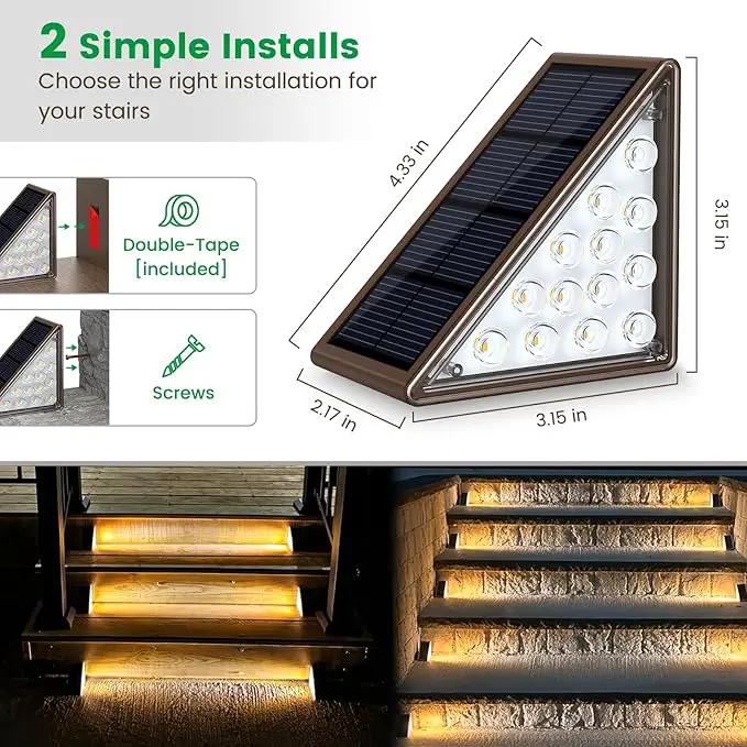 Solar Step Lights - 6 Pack Waterproof IP67, Deck & Patio Staircase Lights (Warm Brown) by GreenHaven Gardens