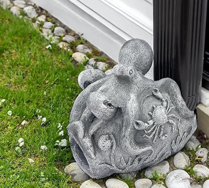 Octopus Sculpture Gutter Diverter Rain - Decorative Gutter Extension Downspout, Splash Block, 3"x4" Downspout Extender, Outdoor Decor Sculpture Ornament, Gutter Downspout Decoration by GreenHaven Gardens
