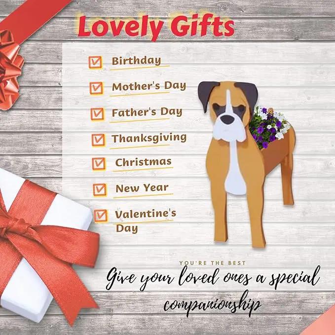 Boxer Dog Planter Plant Pots,Cute Garden Dog Flower Planter,Dog Planters Birthday Gifts for Women,Office,Indoor/Outdoor Decor（9.45 * 8.54 * 13.23in） by GreenHaven Gardens