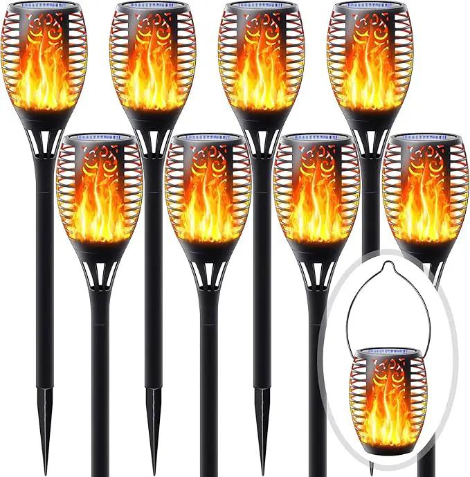 8Pack Solar Torch Light with Flickering Flame, Upgraded 3in1 Solar Lights Outdoor Hanging Lantern, Waterproof Landscape Decoration Lighting for Garden Yard Pathway Driveway, Auto On/Off by GreenHaven Gardens