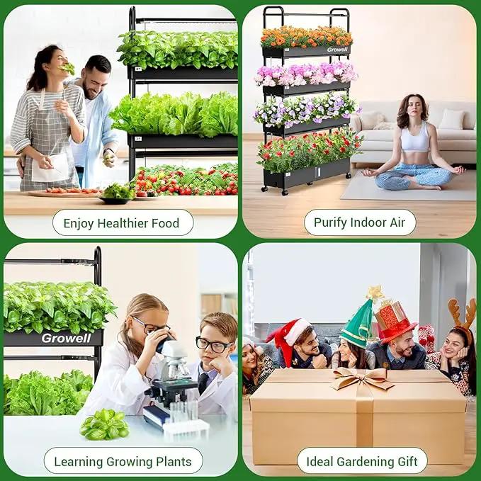 Growell Large Hydroponics Growing System Kit, 120 Pods Vertical Hydroponic Garden with 2 Light Modes Grow Light, Auto Circulating Water System, 48L Indoor Gardening System for Herb Vegetable Fruit by GreenHaven Gardens